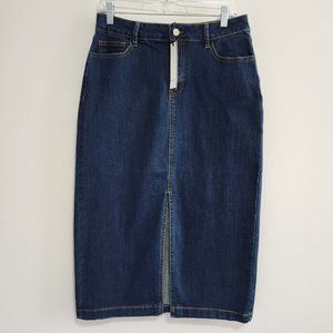 Bagatelle Collection Denim Skirt Womens Size 6 Blue Midi Cotton Pockets Casual